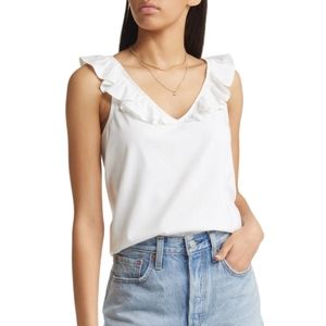 MSRP $39 NWT Treasure & Bond Ruffle Trim Sleeveless Top Sz L